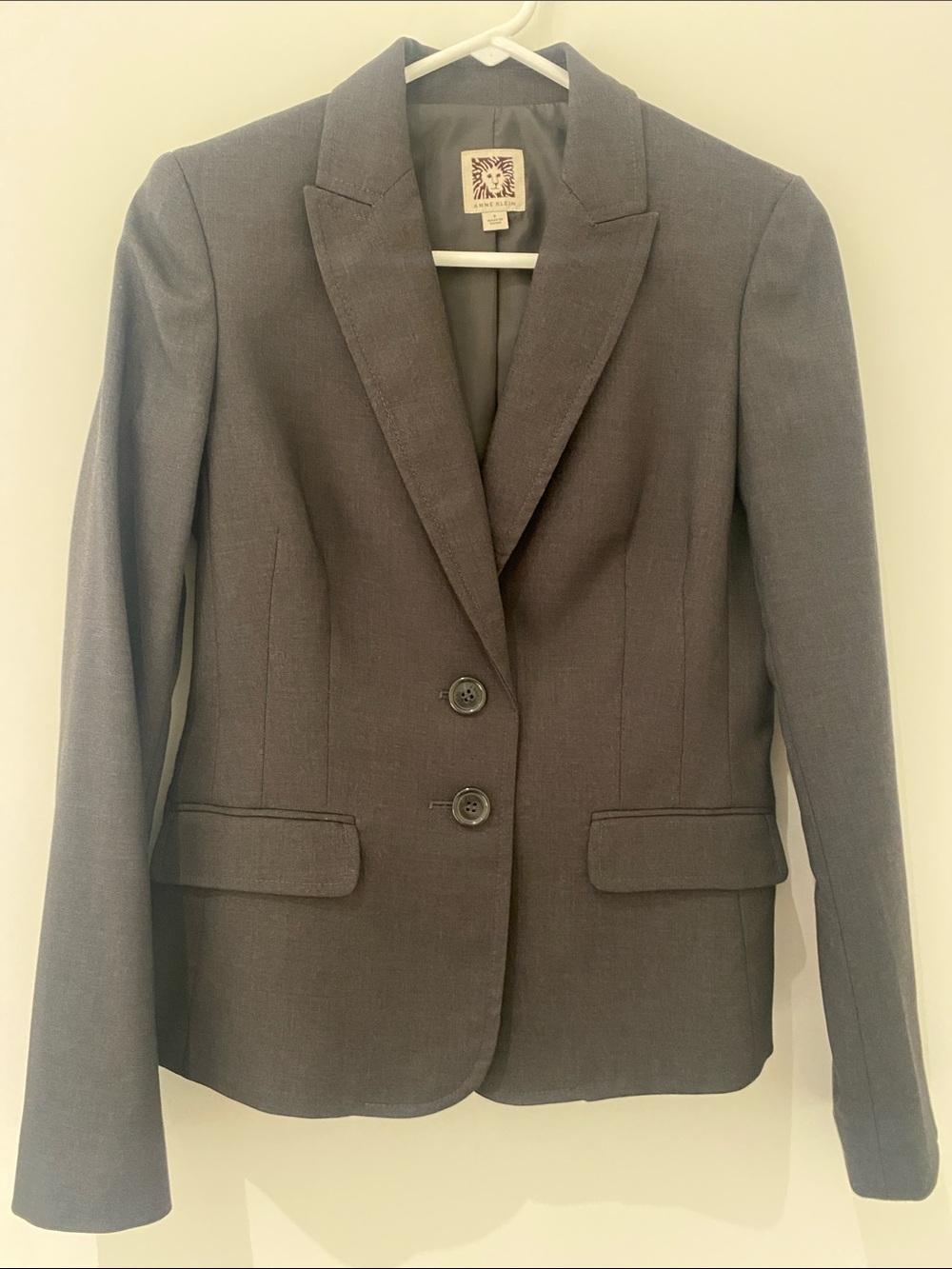 EUC Anne Klein Classic Double Button Suit Blazer Dark Grey Size 0
